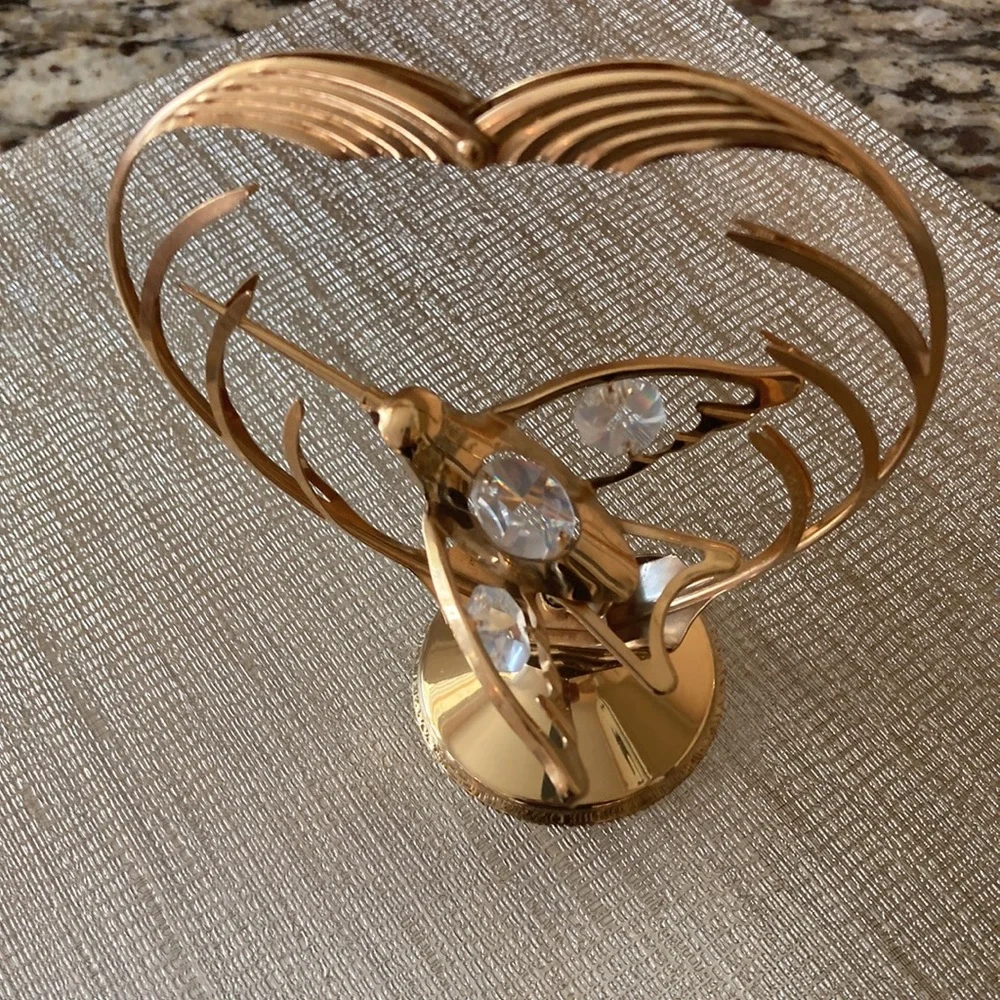 Vintage Austrian Crystal 24K Gold Plated Hummingbird set of 2 - Picture 4 of 5